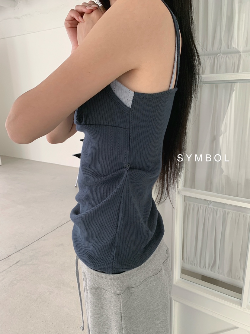 SYMBOL東大門代購女裝新品真品休閑時尚吊帶背心蕾絲雙層SYMBOL吊帶/背心