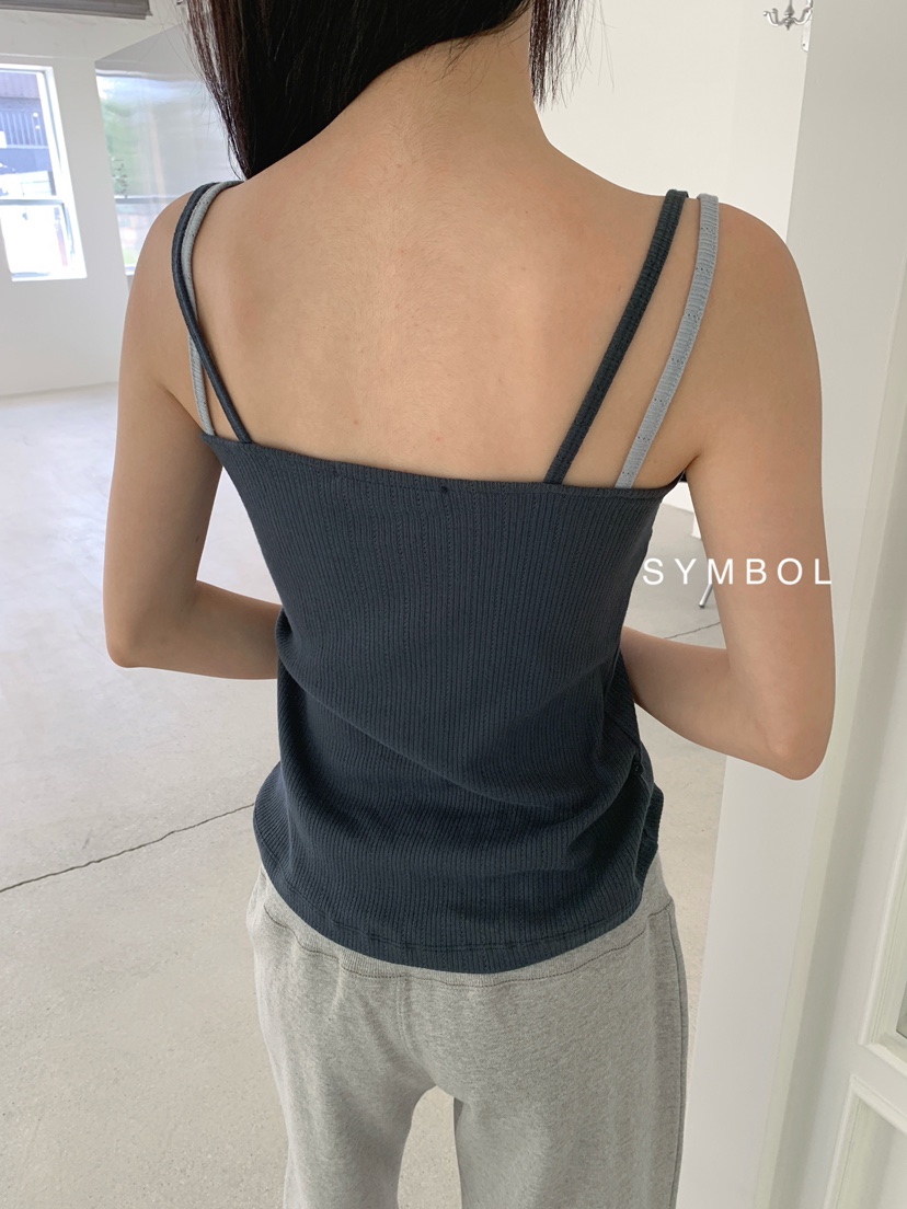 SYMBOL東大門代購女裝新品真品休閑時尚吊帶背心蕾絲雙層SYMBOL吊帶/背心