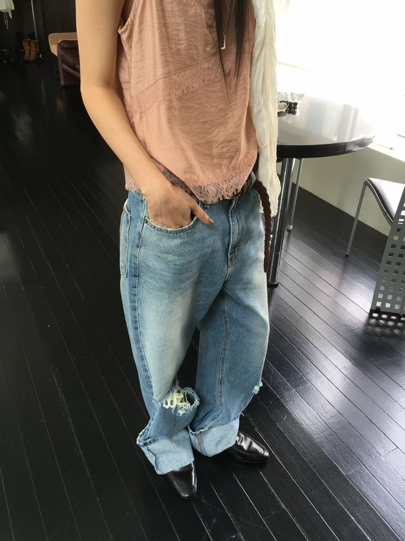 MINIMUZE韓國代購女裝新款26秋季真品熱賣職業牛仔褲做舊MINIMUZE牛仔褲
