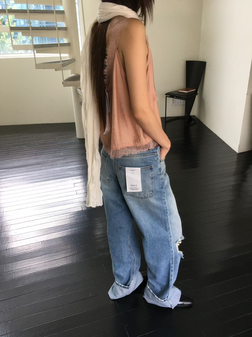 MINIMUZE韓國代購女裝新款26秋季真品熱賣職業牛仔褲做舊MINIMUZE牛仔褲