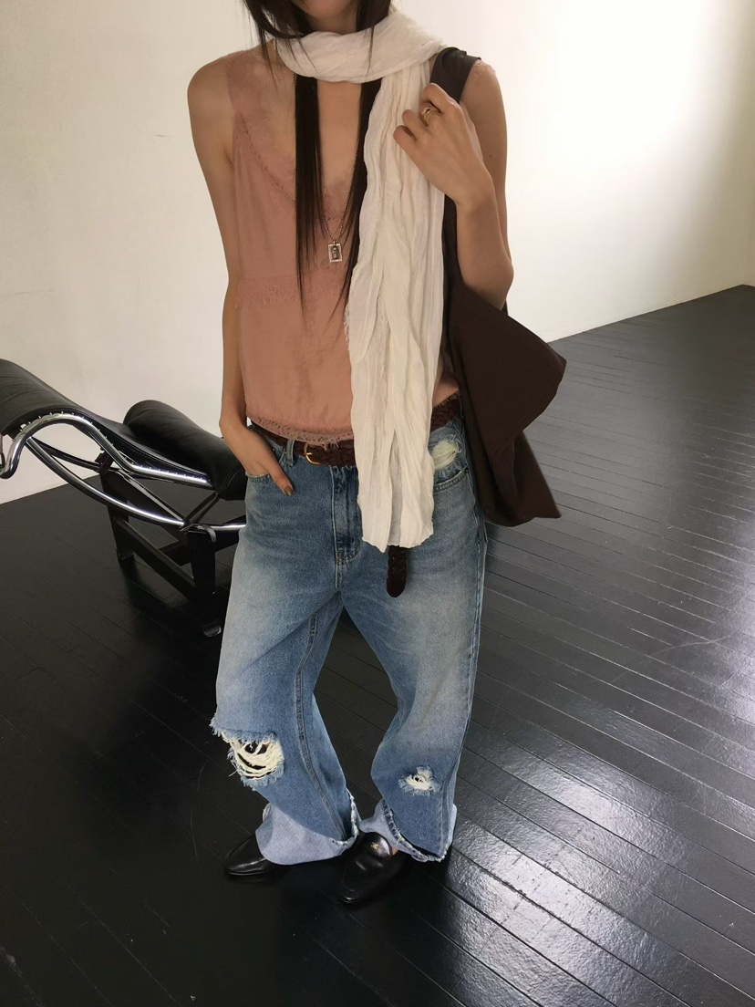 MINIMUZE韓國代購女裝新款26秋季真品熱賣職業牛仔褲做舊MINIMUZE牛仔褲