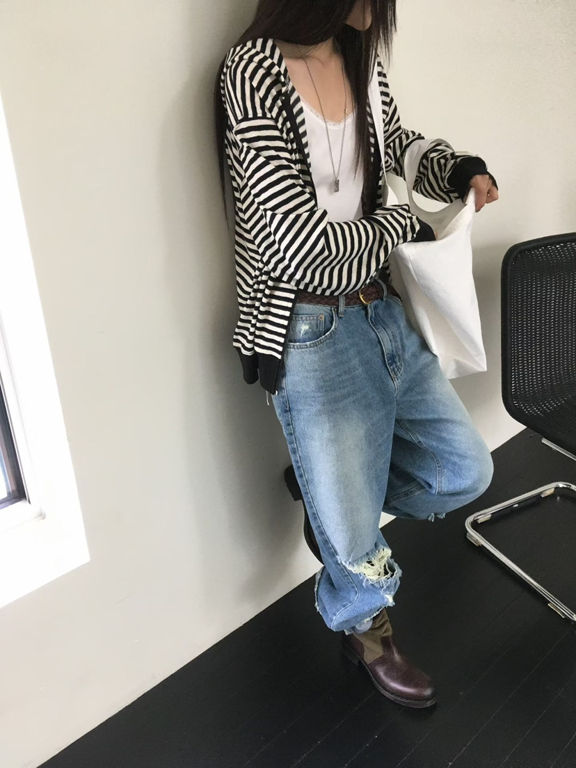 MINIMUZE韓國代購女裝新款26秋季真品熱賣職業牛仔褲做舊MINIMUZE牛仔褲