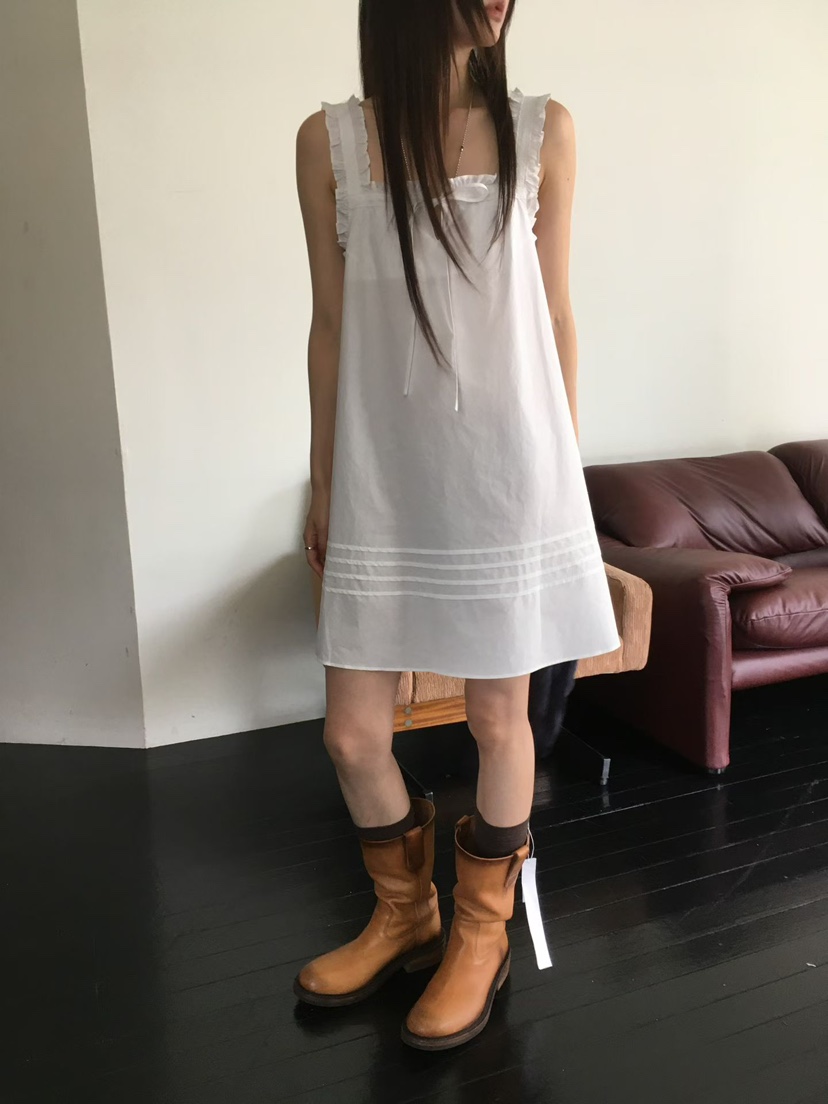 MINIMUZE韓國代購女士新品時尚熱賣真品人氣推薦連衣裙褶邊MINIMUZE連衣裙