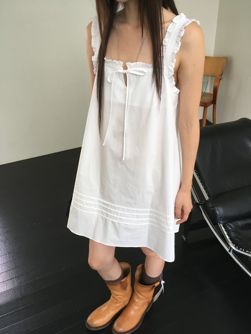 MINIMUZE韓國代購女士新品時尚熱賣真品人氣推薦連衣裙褶邊MINIMUZE連衣裙