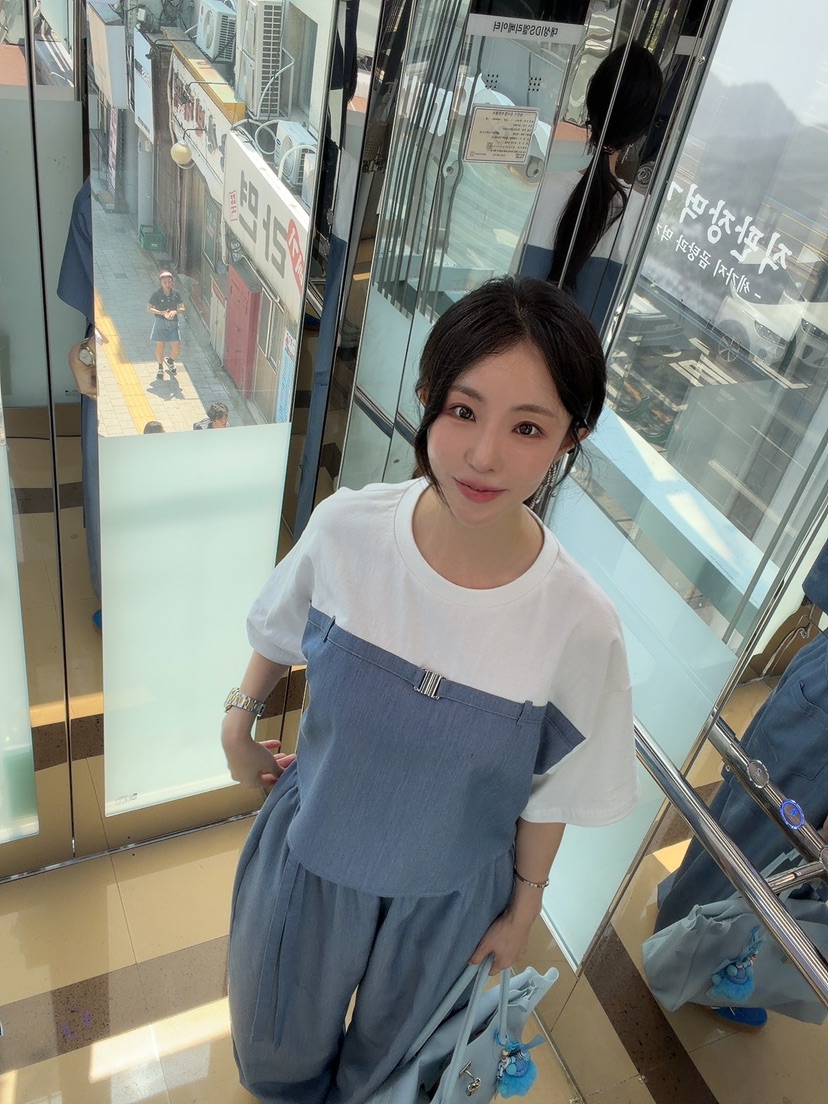 PALETTE-Q東大門直郵女士新款26夏季時尚休閑褲腰帶條紋PALETTE-Q休閑褲