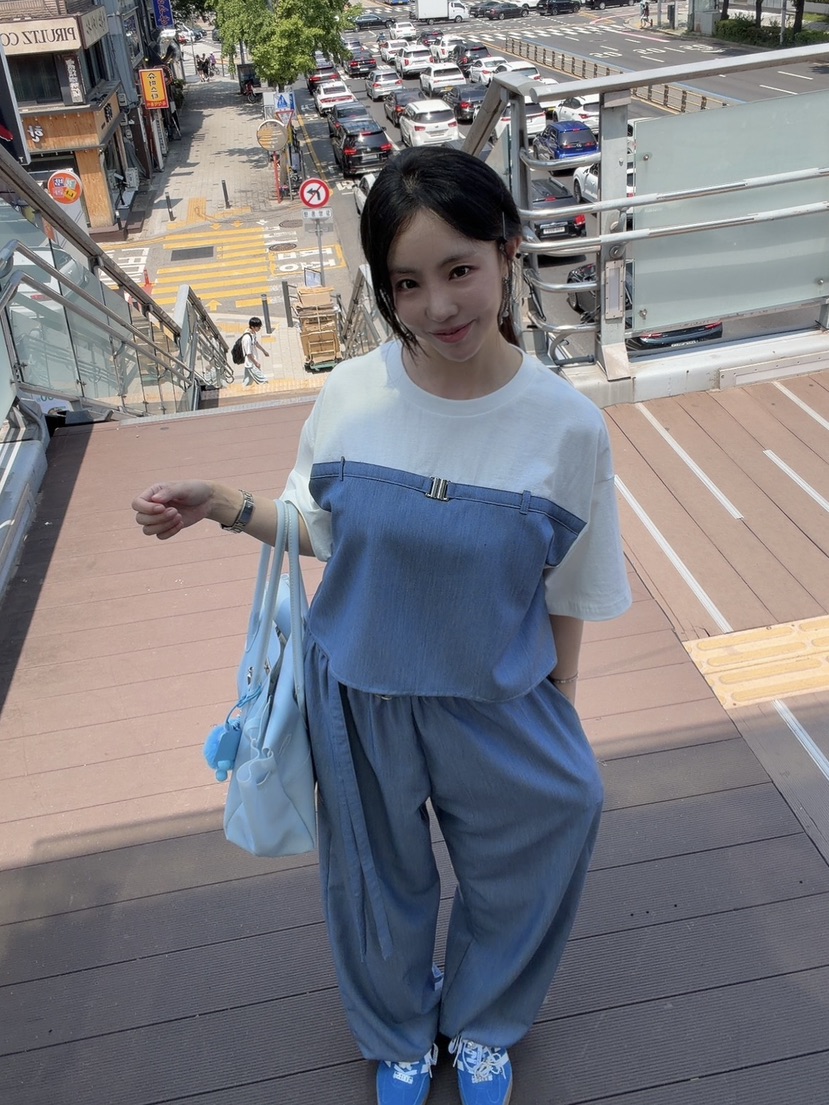 PALETTE-Q東大門直郵女士新款26夏季時尚休閑褲腰帶條紋PALETTE-Q休閑褲