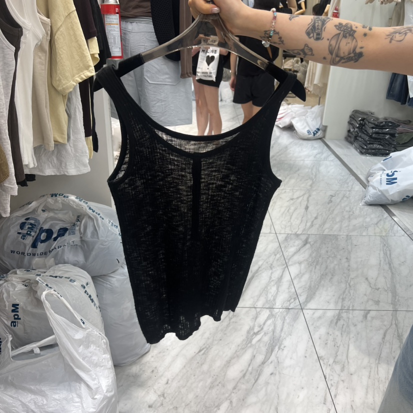 THE SIL東大門代購女裝新款推薦真品休閑吊帶背心無袖紐扣THE SIL/1 2ILLY吊帶/背心