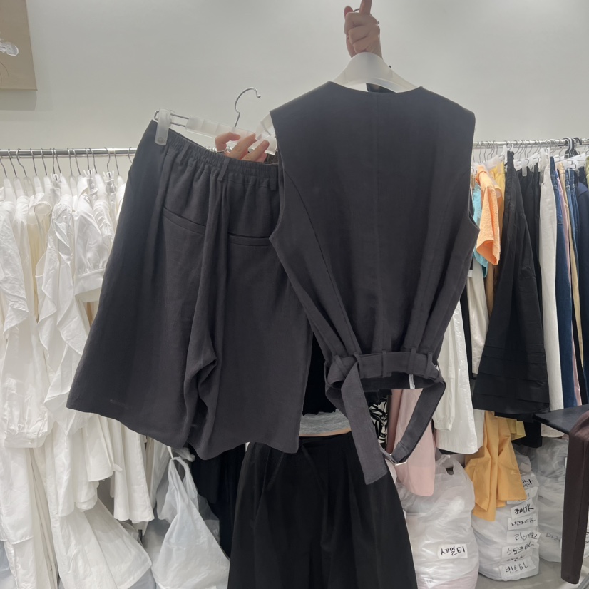ALMOND東大門代購女士新款真品熱賣26夏季推薦套裝套裝亞麻ALMOND套裝