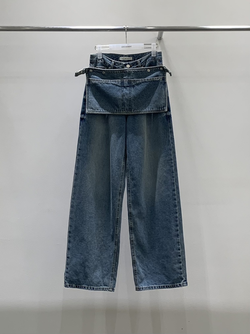 LOVE MOMENT東大門實拍女裝新品人氣真品推薦牛仔褲口袋LOVE MOMENT牛仔褲圖色1