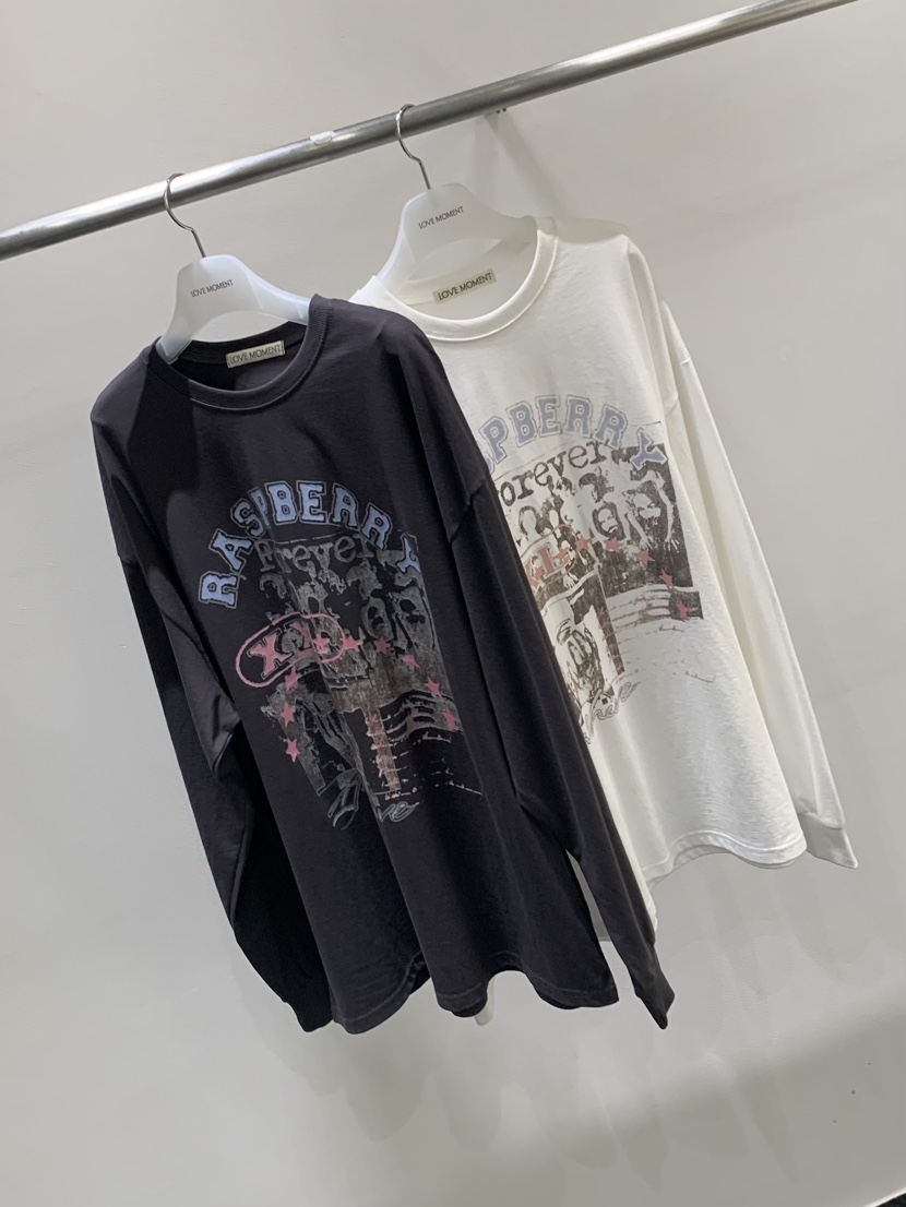 LOVE MOMENT東大門實拍女裝新品真品26夏季時尚休閑長袖T恤LOVE MOMENT長袖T恤