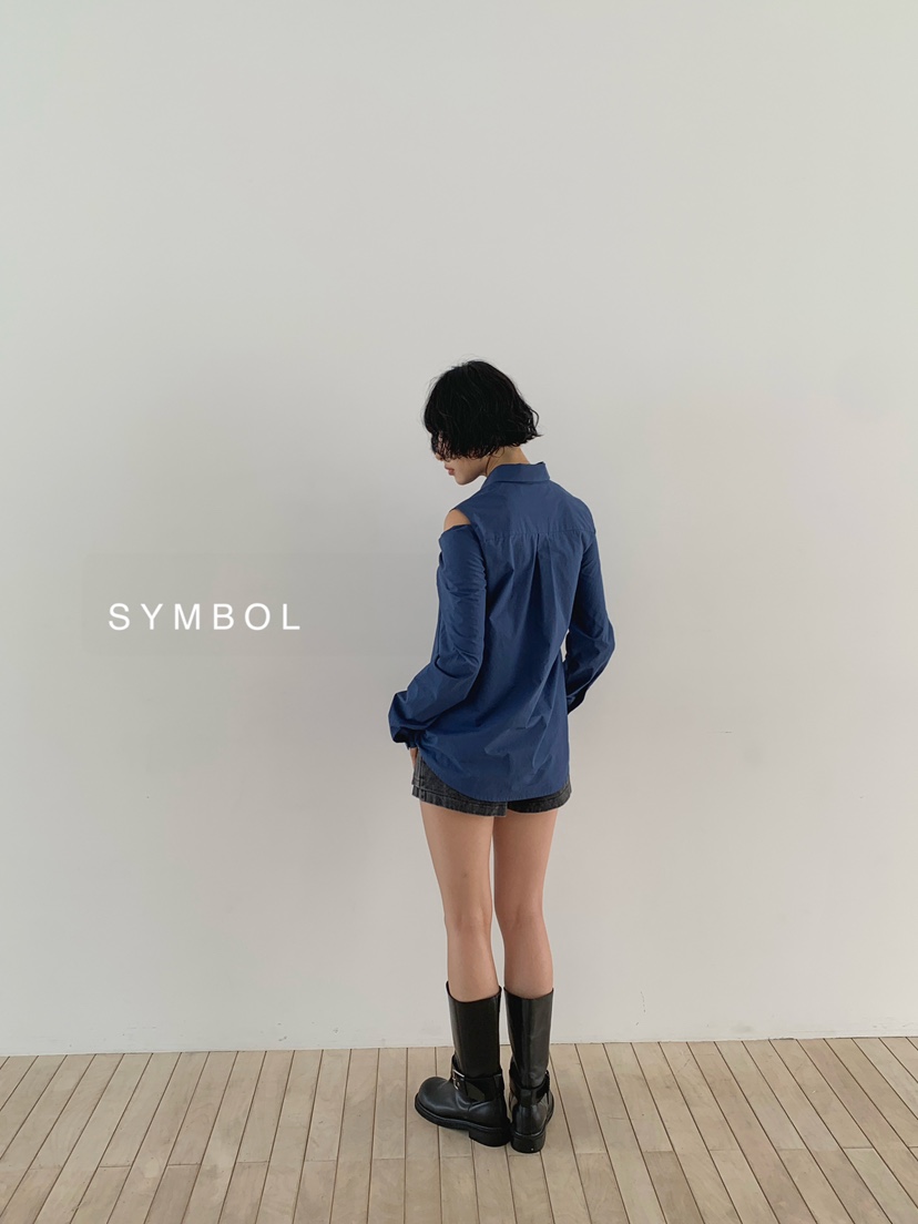 SYMBOL韓國代購女裝新品熱賣時尚推薦休閑襯衫蕾絲衫扭曲SYMBOL襯衫/蕾絲衫