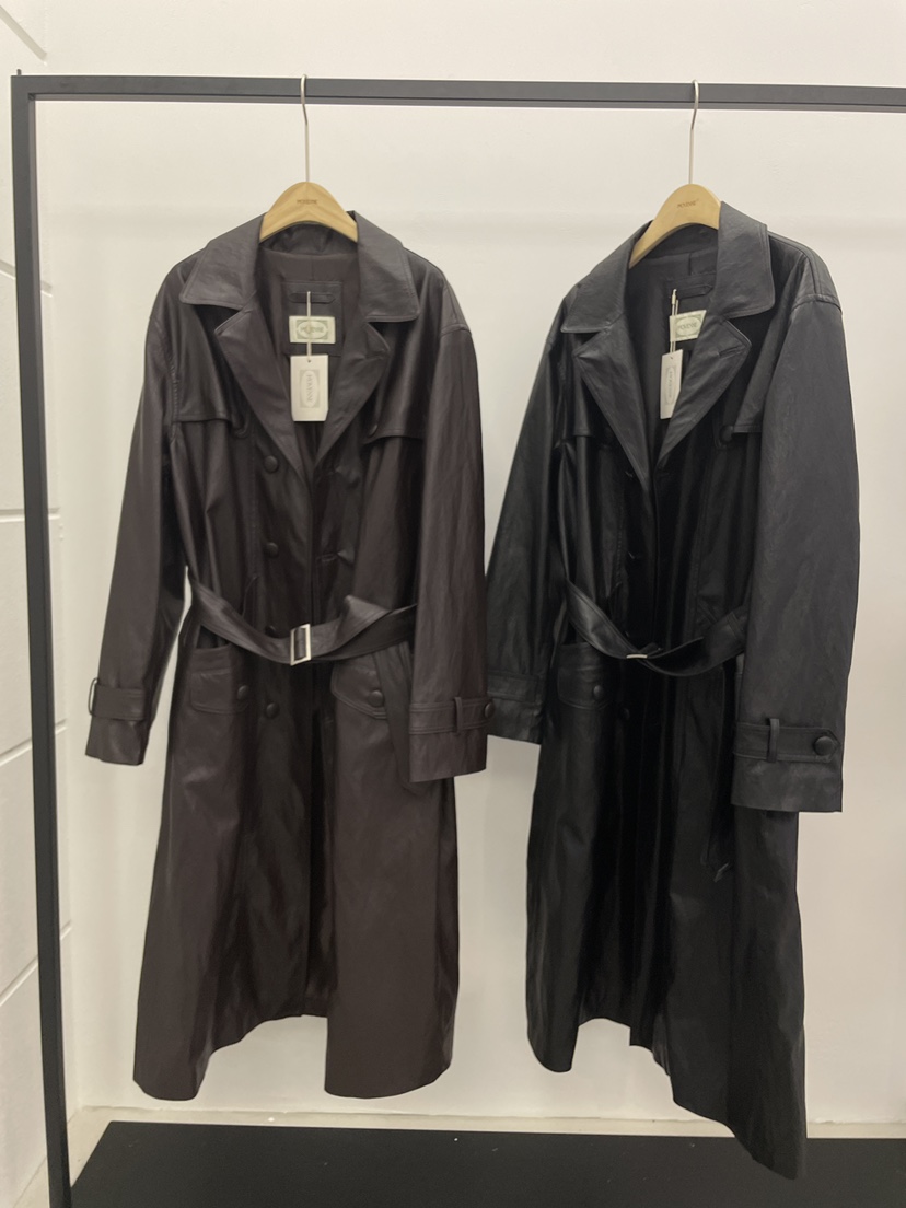 MOVENNE東大門代購女士新品26夏季推薦長款風衣含腰帶皮革MOVENNE長款風衣