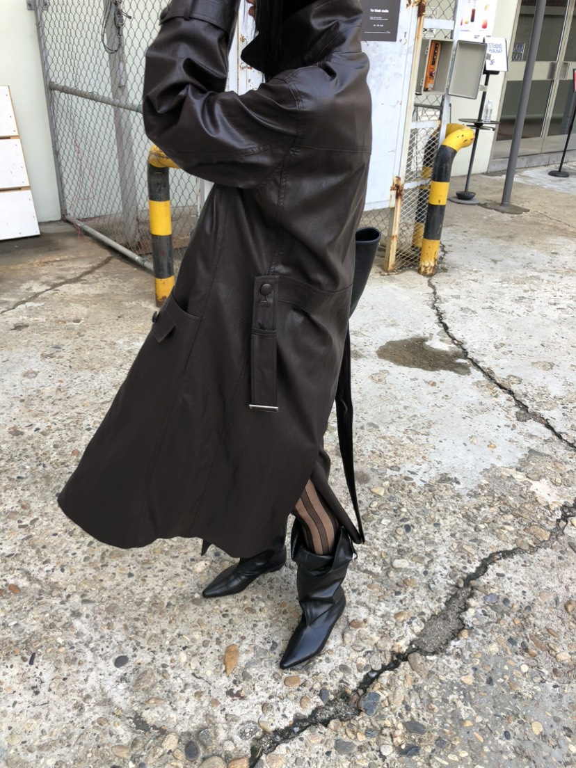 MOVENNE東大門代購女士新品26夏季推薦長款風衣含腰帶皮革MOVENNE長款風衣