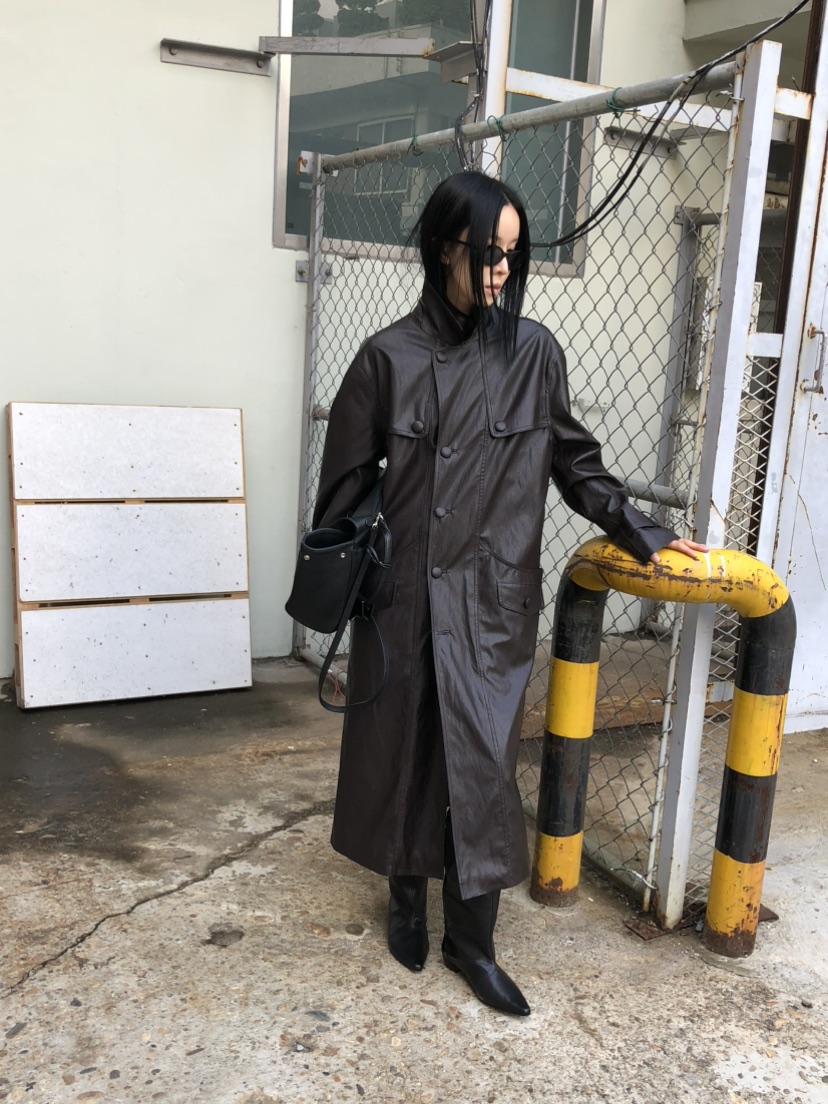 MOVENNE東大門代購女士新品26夏季推薦長款風衣含腰帶皮革MOVENNE長款風衣