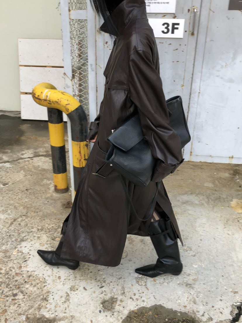 MOVENNE東大門代購女士新品26夏季推薦長款風衣含腰帶皮革MOVENNE長款風衣
