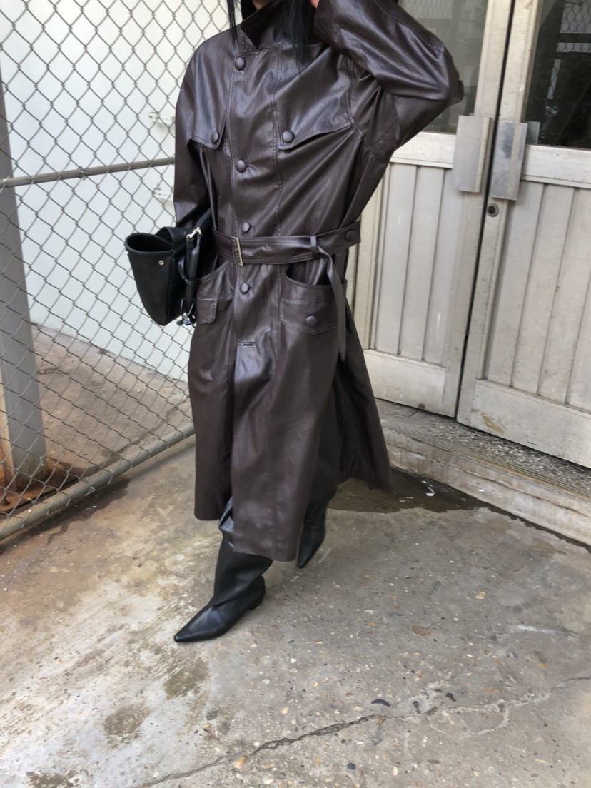 MOVENNE東大門代購女士新品26夏季推薦長款風衣含腰帶皮革MOVENNE長款風衣
