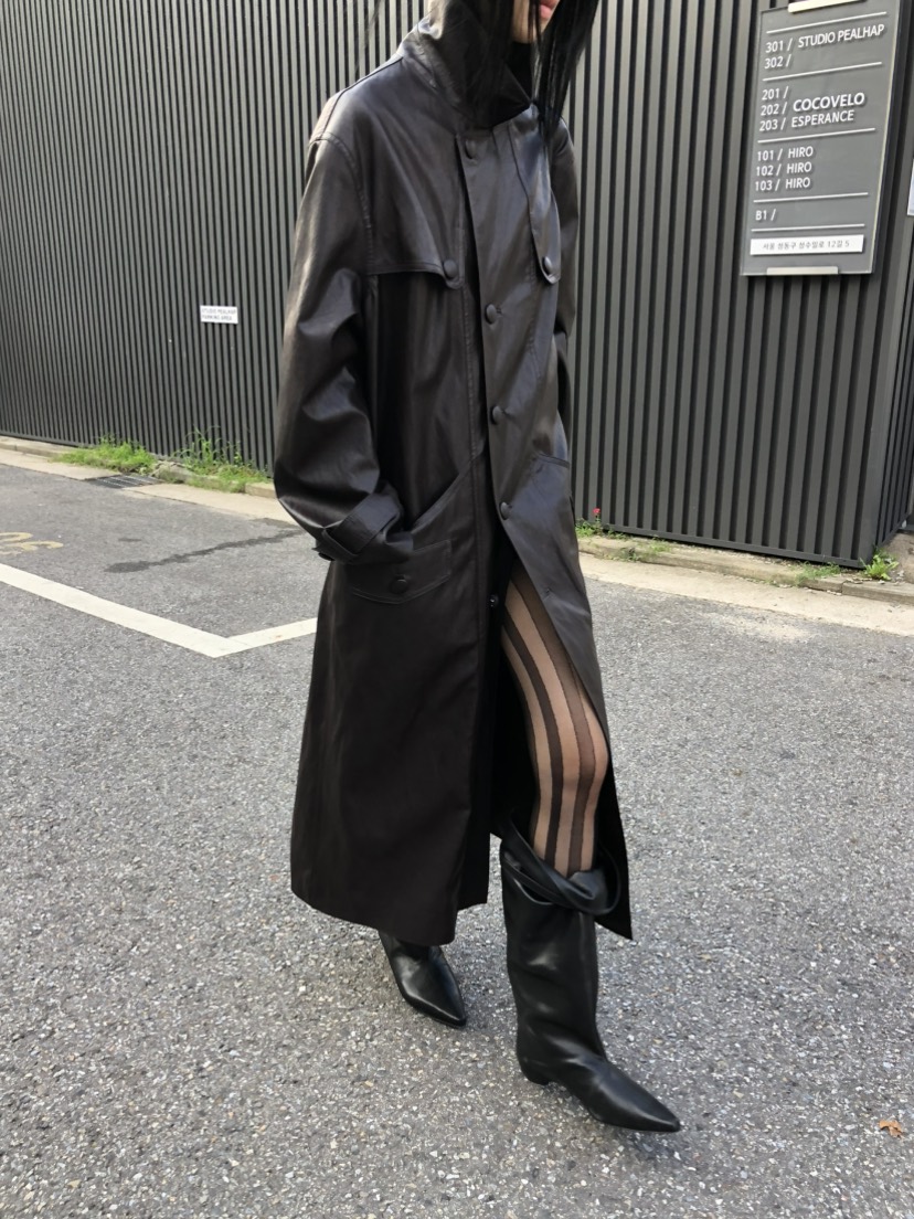 MOVENNE東大門代購女士新品26夏季推薦長款風衣含腰帶皮革MOVENNE長款風衣