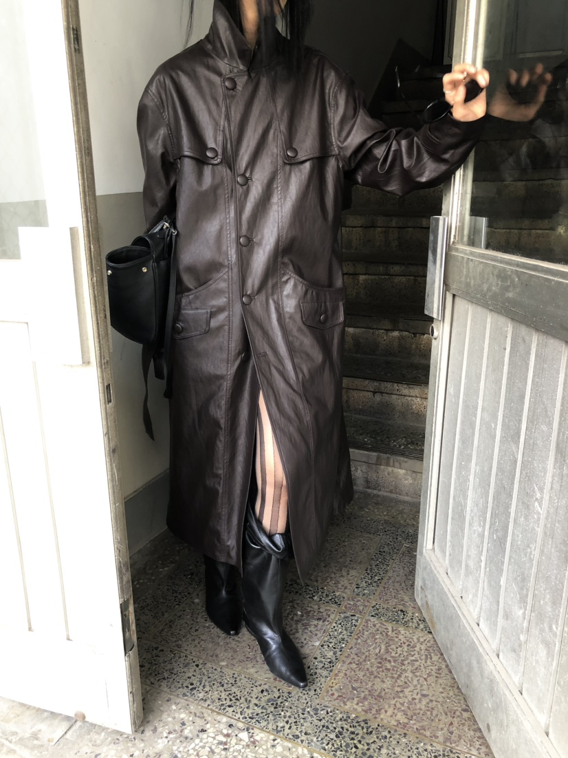 MOVENNE東大門代購女士新品26夏季推薦長款風衣含腰帶皮革MOVENNE長款風衣