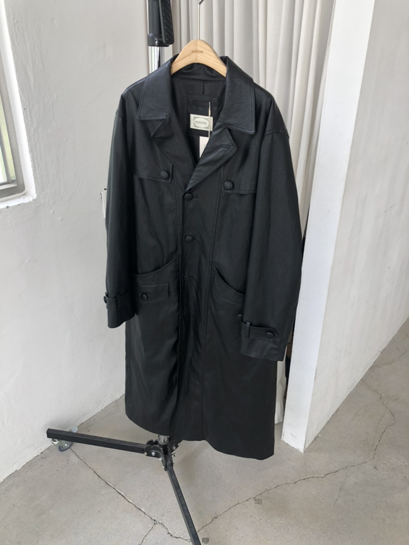 MOVENNE東大門代購女士新品26夏季推薦長款風衣含腰帶皮革MOVENNE長款風衣