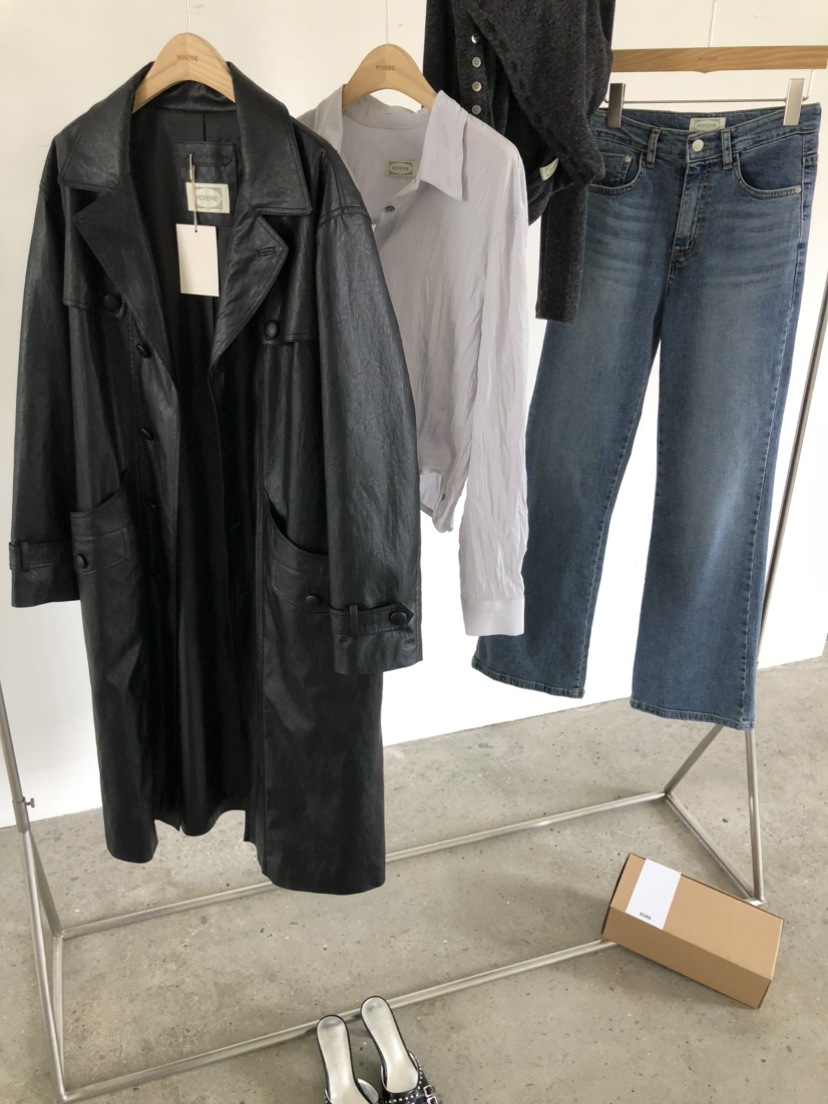 MOVENNE東大門代購女士新品26夏季推薦長款風衣含腰帶皮革MOVENNE長款風衣