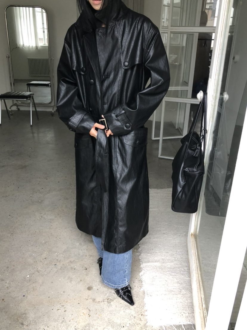 MOVENNE東大門代購女士新品26夏季推薦長款風衣含腰帶皮革MOVENNE長款風衣