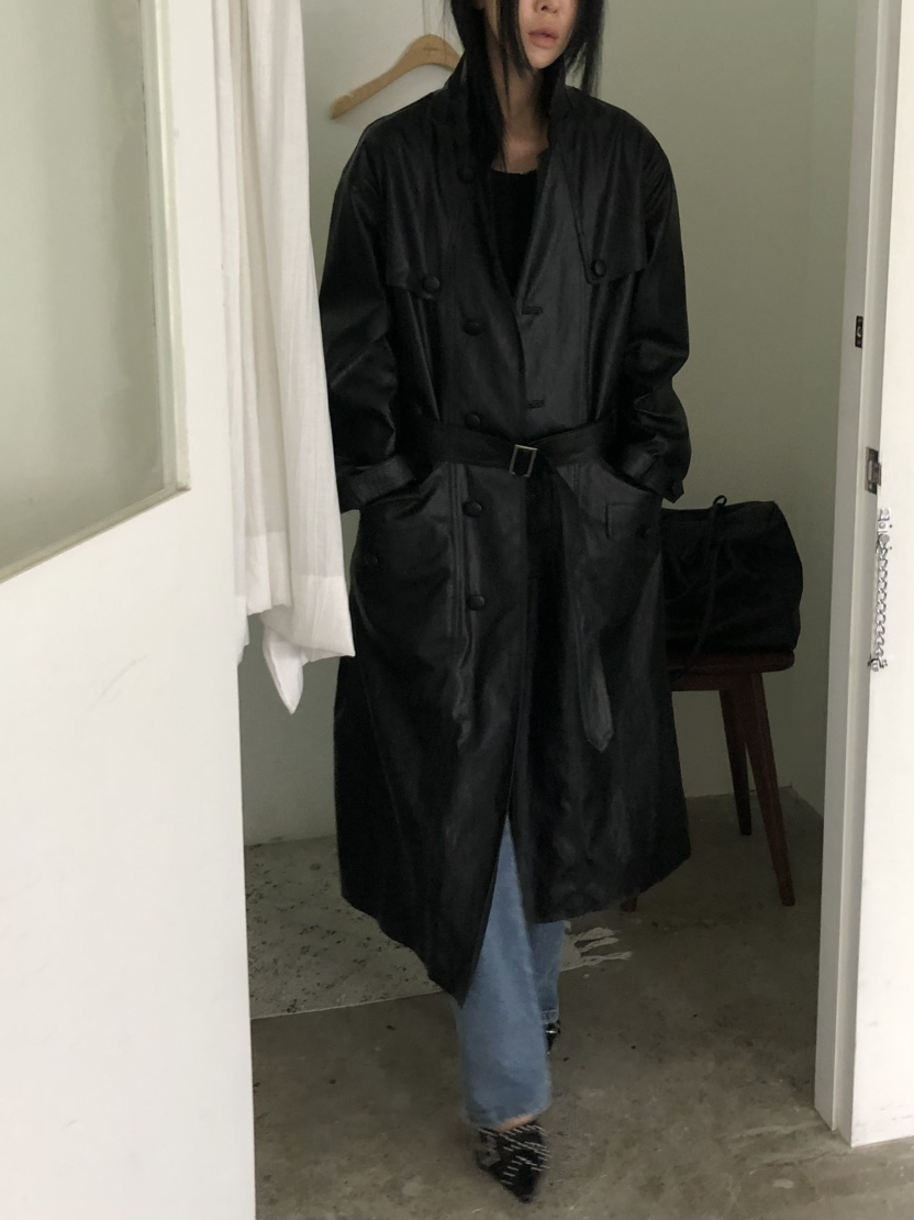 MOVENNE東大門代購女士新品26夏季推薦長款風衣含腰帶皮革MOVENNE長款風衣