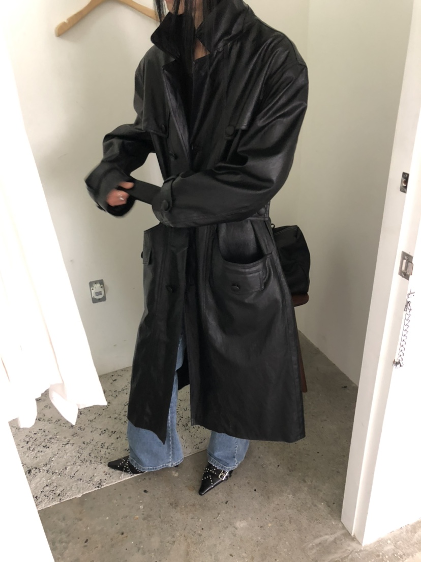 MOVENNE東大門代購女士新品26夏季推薦長款風衣含腰帶皮革MOVENNE長款風衣
