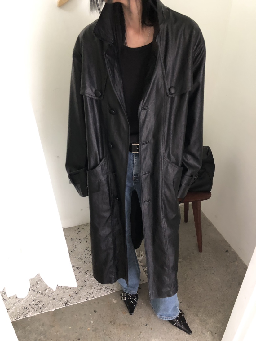 MOVENNE東大門代購女士新品26夏季推薦長款風衣含腰帶皮革MOVENNE長款風衣