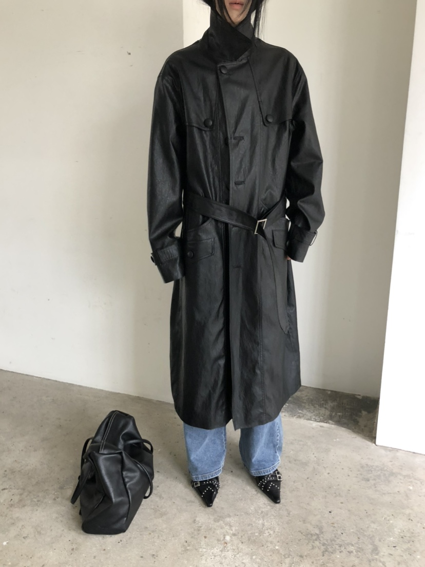 MOVENNE東大門代購女士新品26夏季推薦長款風衣含腰帶皮革MOVENNE長款風衣