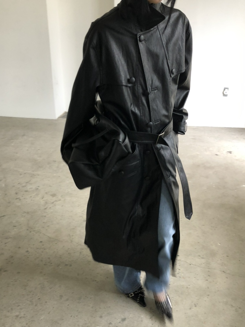 MOVENNE東大門代購女士新品26夏季推薦長款風衣含腰帶皮革MOVENNE長款風衣