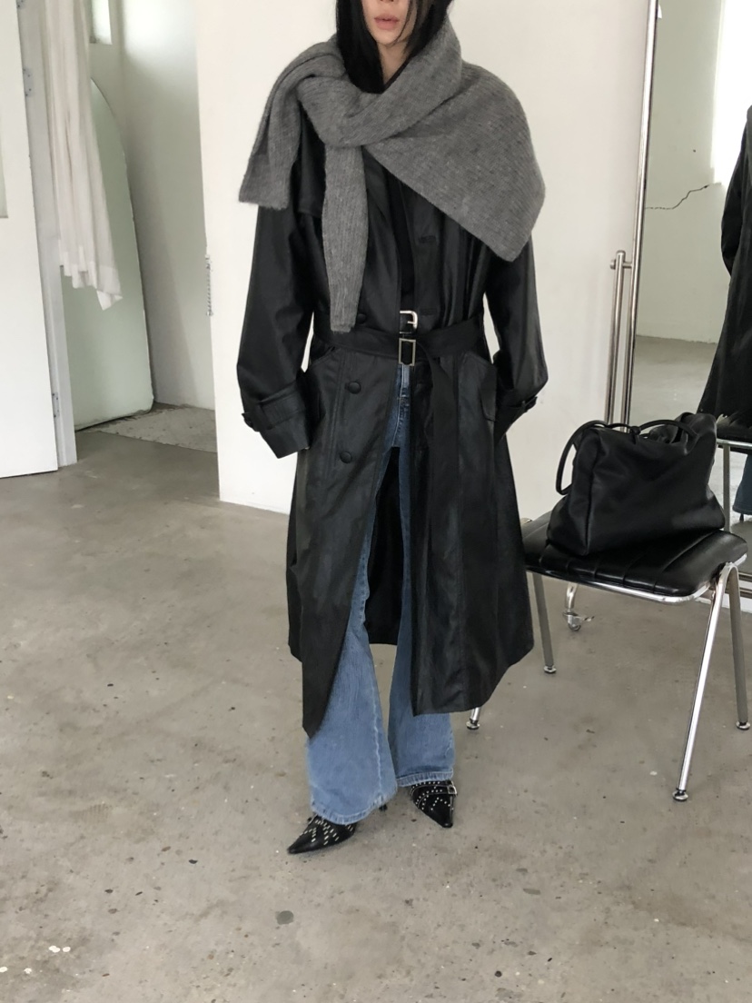 MOVENNE東大門代購女士新品26夏季推薦長款風衣含腰帶皮革MOVENNE長款風衣