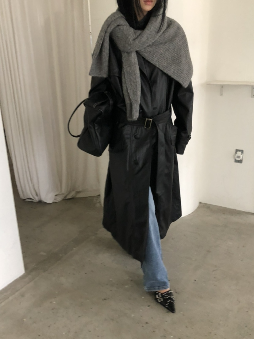MOVENNE東大門代購女士新品26夏季推薦長款風衣含腰帶皮革MOVENNE長款風衣