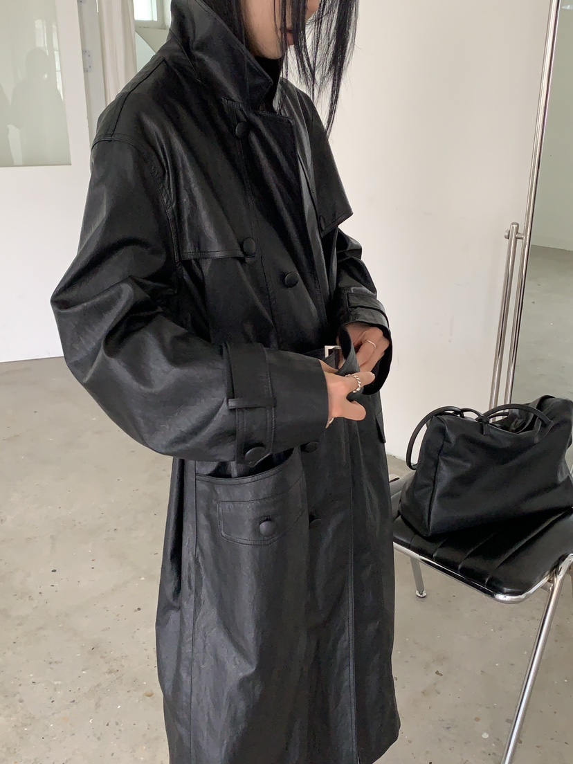 MOVENNE東大門代購女士新品26夏季推薦長款風衣含腰帶皮革MOVENNE長款風衣