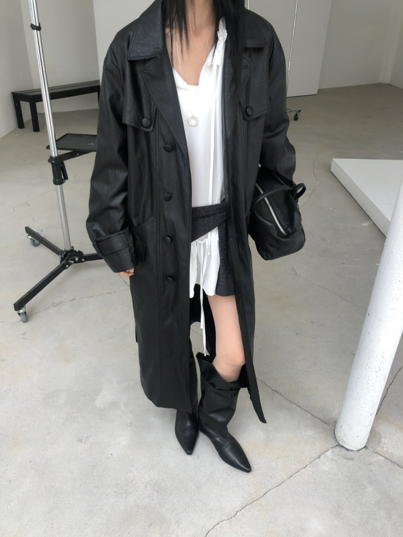 MOVENNE東大門代購女士新品26夏季推薦長款風衣含腰帶皮革MOVENNE長款風衣