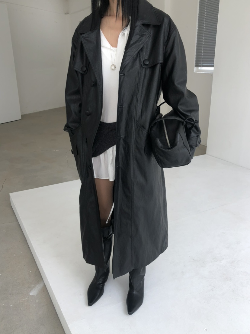 MOVENNE東大門代購女士新品26夏季推薦長款風衣含腰帶皮革MOVENNE長款風衣