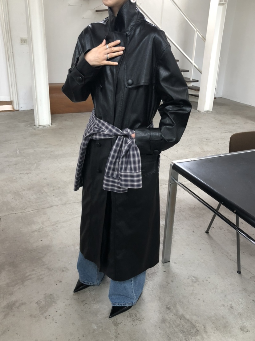MOVENNE東大門代購女士新品26夏季推薦長款風衣含腰帶皮革MOVENNE長款風衣