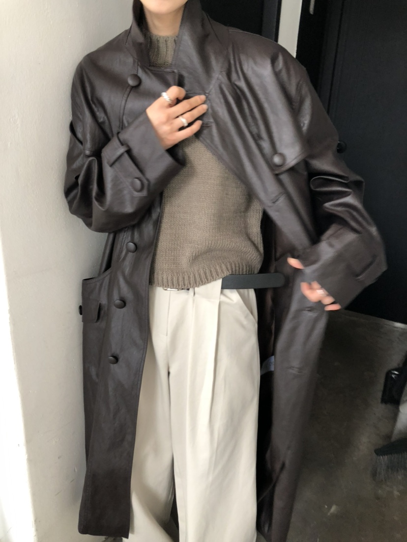 MOVENNE東大門代購女士新品26夏季推薦長款風衣含腰帶皮革MOVENNE長款風衣