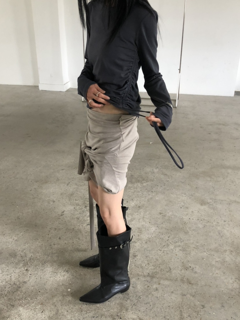 MOVENNE韓國代購女士新款休閑時尚人氣熱賣推薦長袖T恤褶皺MOVENNE長袖T恤