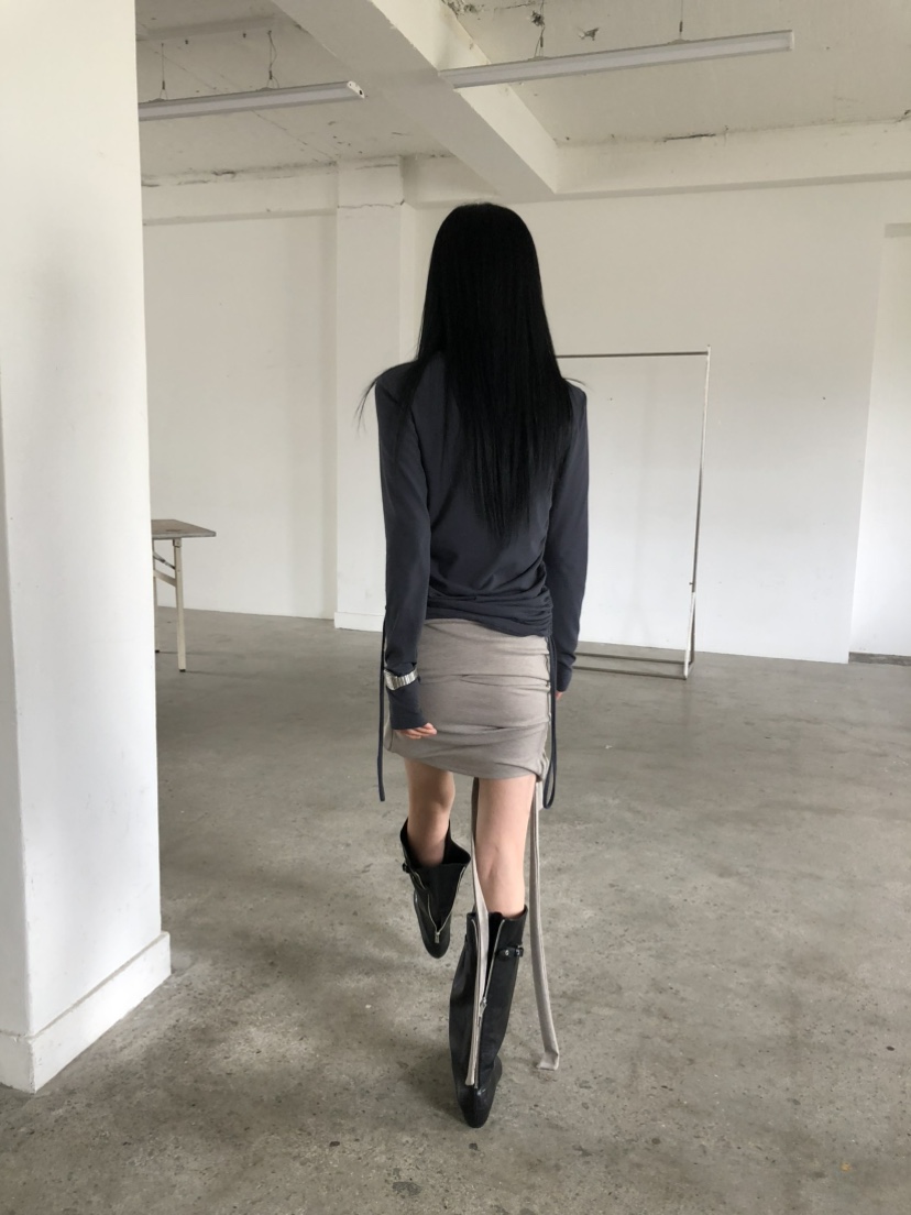 MOVENNE韓國代購女士新款休閑時尚人氣熱賣推薦長袖T恤褶皺MOVENNE長袖T恤