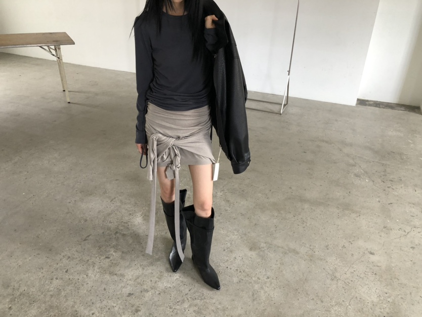 MOVENNE韓國代購女士新款休閑時尚人氣熱賣推薦長袖T恤褶皺MOVENNE長袖T恤