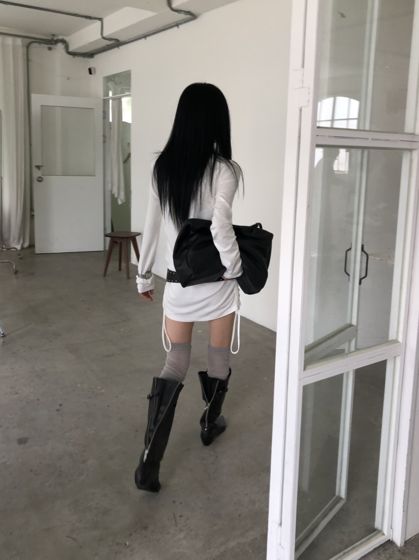 MOVENNE韓國代購女士新款休閑時尚人氣熱賣推薦長袖T恤褶皺MOVENNE長袖T恤