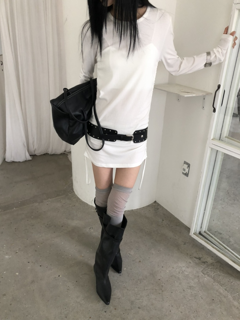 MOVENNE韓國代購女士新款休閑時尚人氣熱賣推薦長袖T恤褶皺MOVENNE長袖T恤