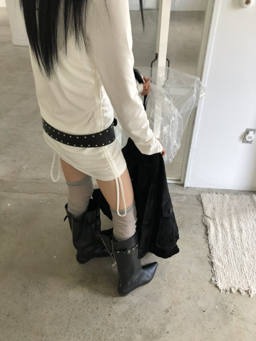 MOVENNE韓國代購女士新款休閑時尚人氣熱賣推薦長袖T恤褶皺MOVENNE長袖T恤