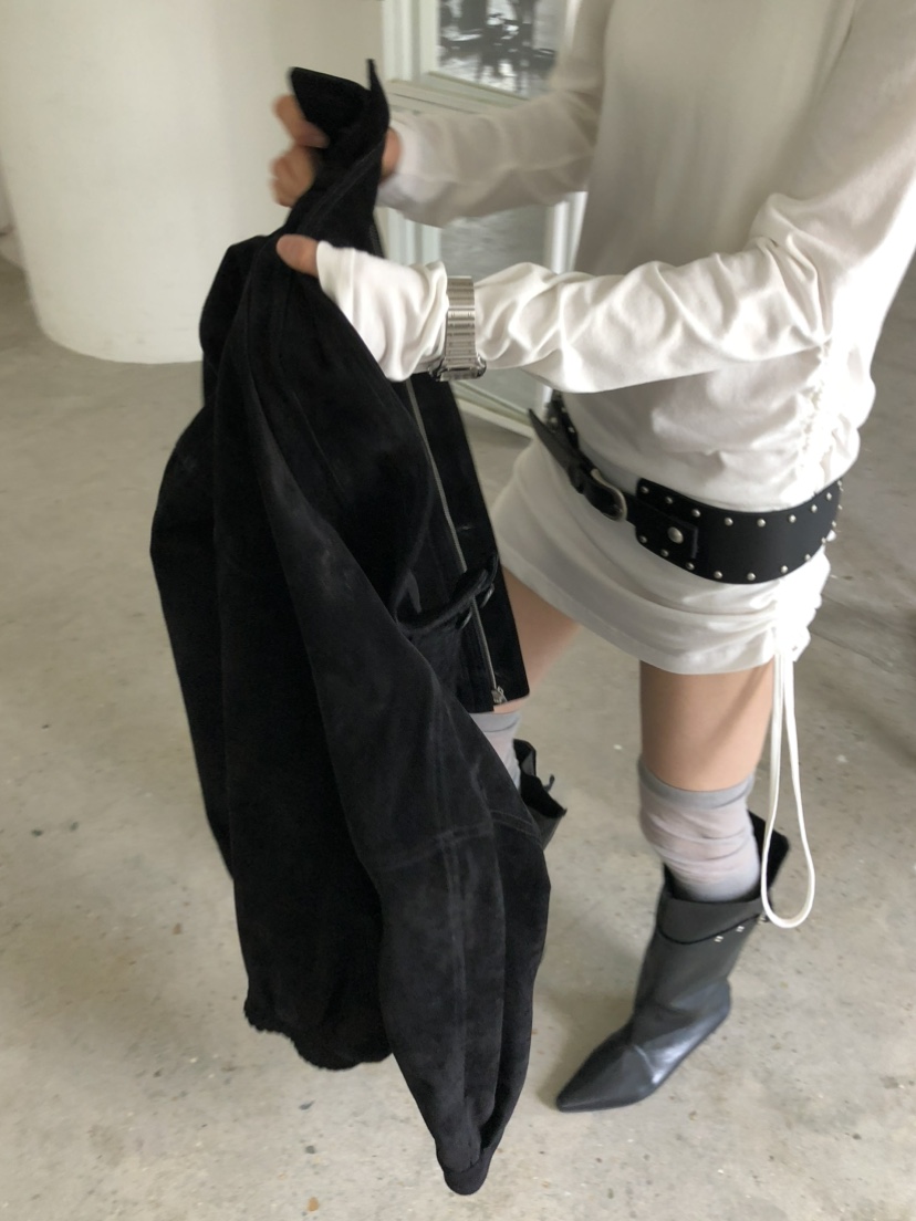 MOVENNE韓國代購女士新款休閑時尚人氣熱賣推薦長袖T恤褶皺MOVENNE長袖T恤