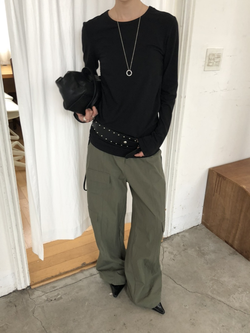 MOVENNE韓國代購女士新款休閑時尚人氣熱賣推薦長袖T恤褶皺MOVENNE長袖T恤