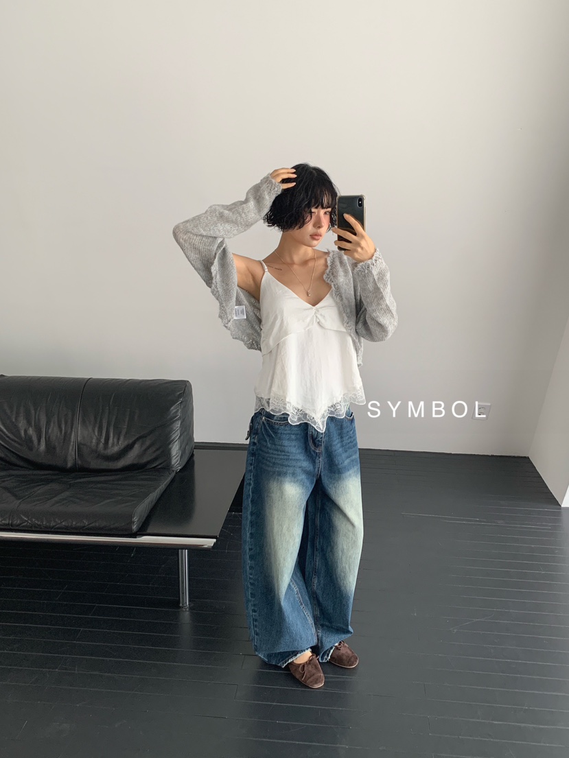 SYMBOL東大門實拍女士新品時尚26夏季人氣吊帶背心蕾絲褶皺SYMBOL吊帶/背心