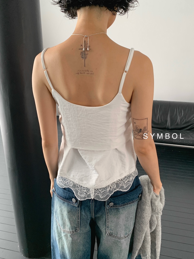 SYMBOL東大門實拍女士新品時尚26夏季人氣吊帶背心蕾絲褶皺SYMBOL吊帶/背心