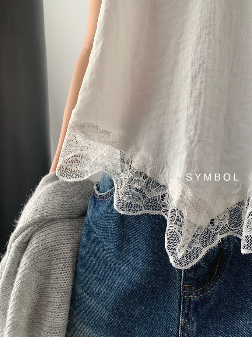 SYMBOL東大門實拍女士新品時尚26夏季人氣吊帶背心蕾絲褶皺SYMBOL吊帶/背心