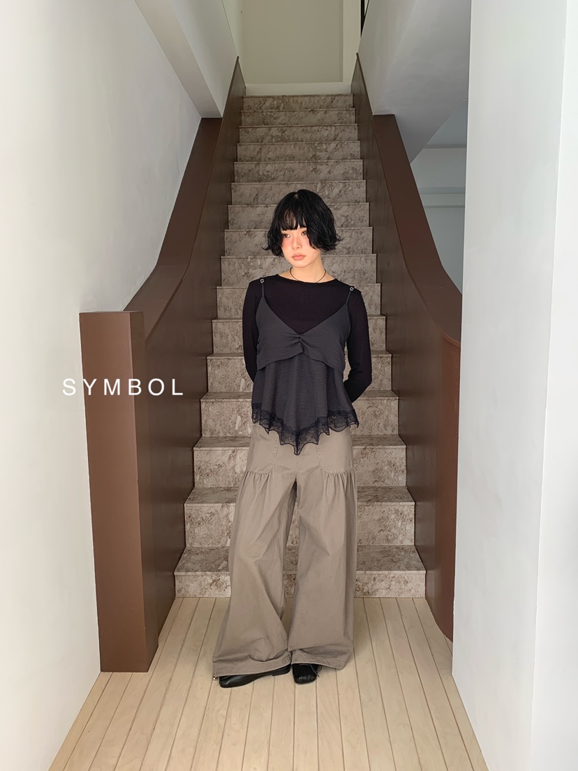 SYMBOL東大門實拍女士新品時尚26夏季人氣吊帶背心蕾絲褶皺SYMBOL吊帶/背心