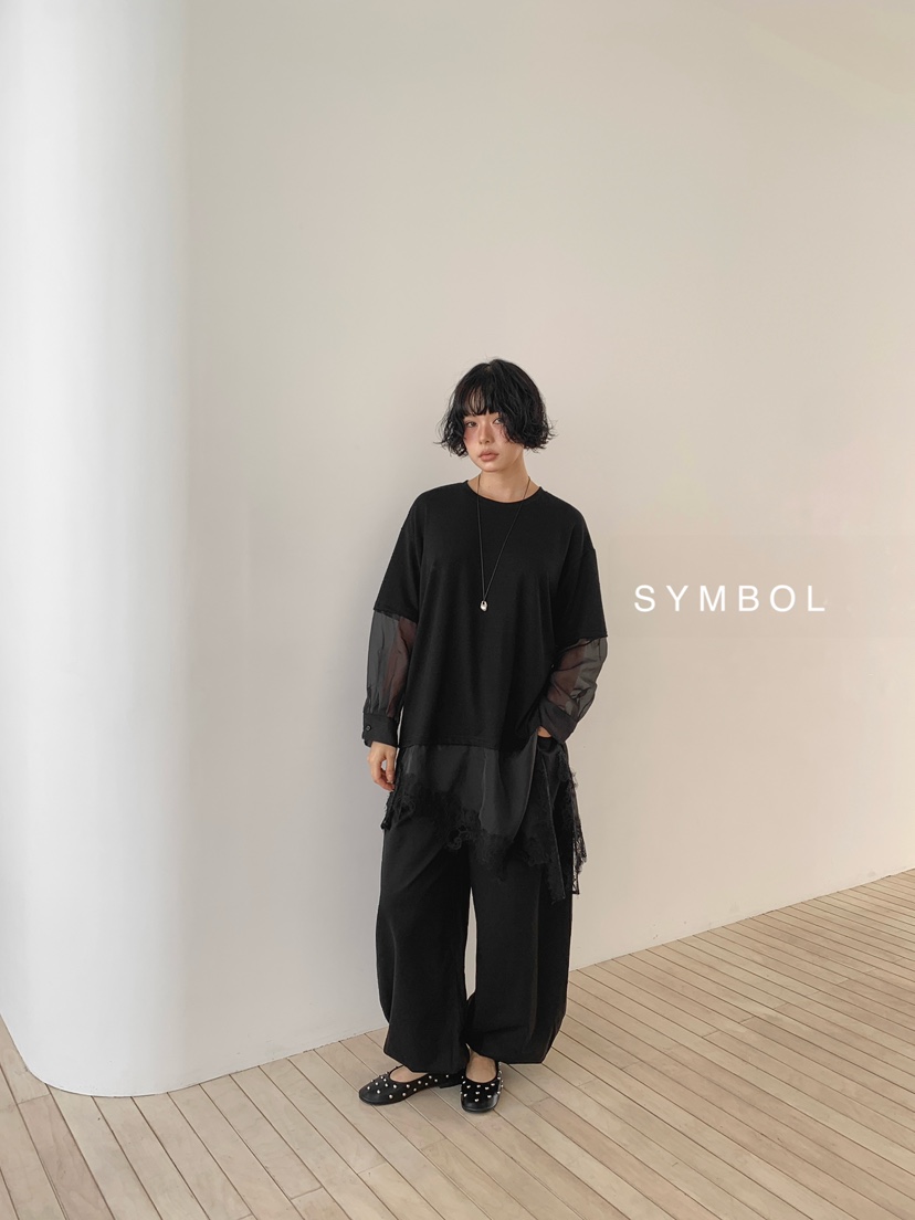 SYMBOL韓國直郵女裝新款熱賣真品推薦休閑26夏季長袖T恤蕾絲SYMBOL長袖T恤